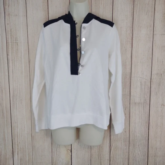 LRL Ralph Lauren white & navy blue pullover sweatshirt hoodie large - Picture 4 of 12